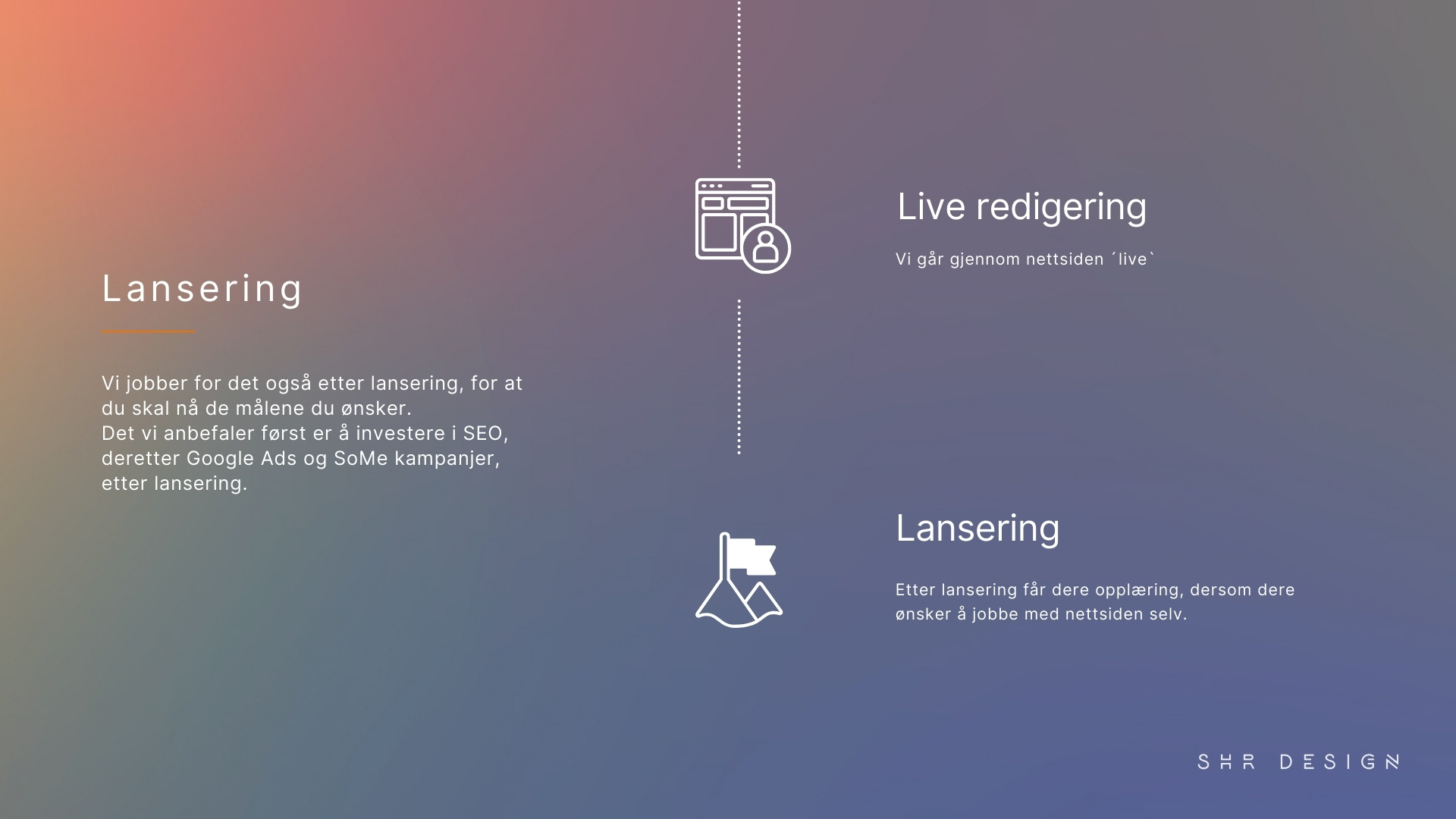 SHR Design nettside timeline